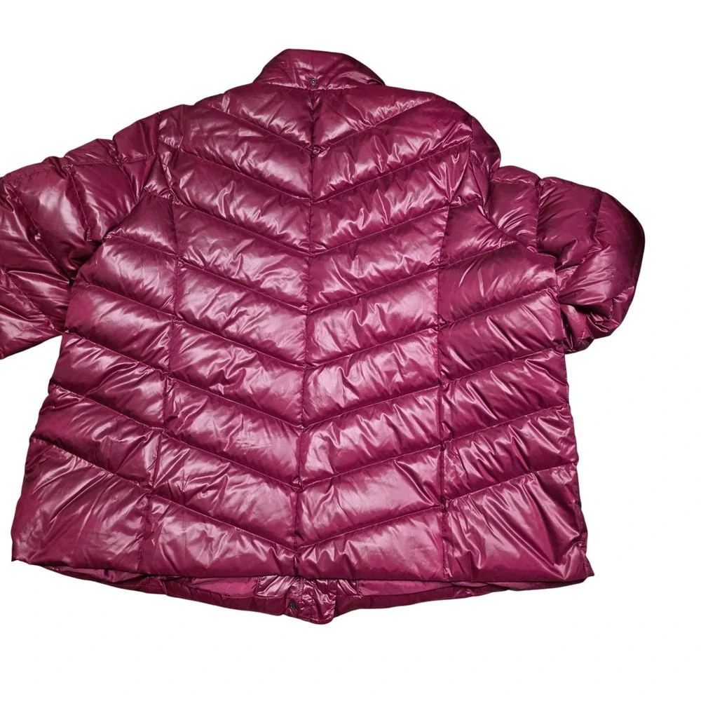 Woman Within Burgundy Down Puffer Coat  Zip Front‎ Collar Size 34W Lined no hood
